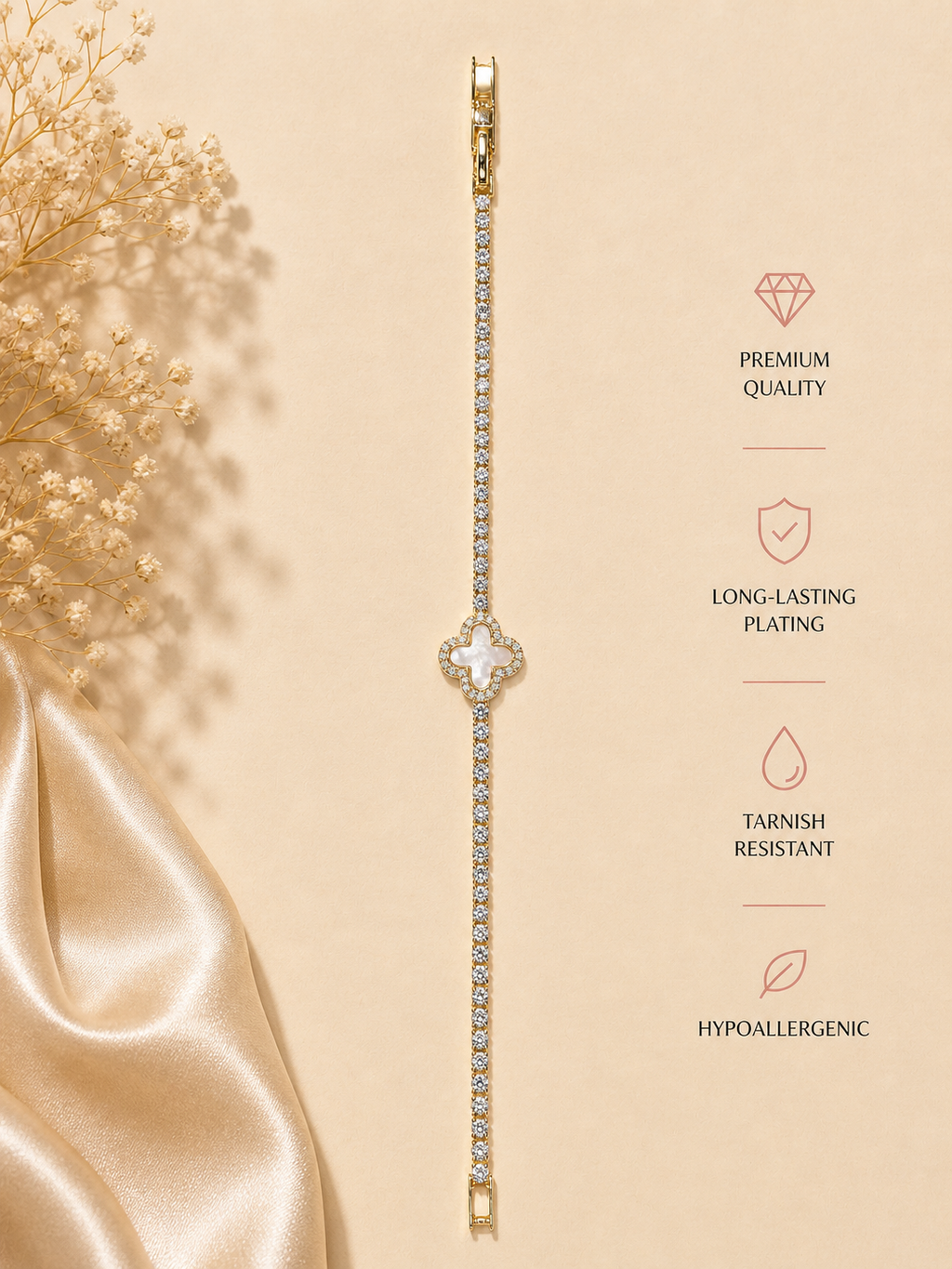 Clovera Charm Bracelet (Gold)
