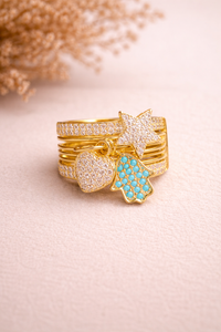 Celeste Charm Stack Ring