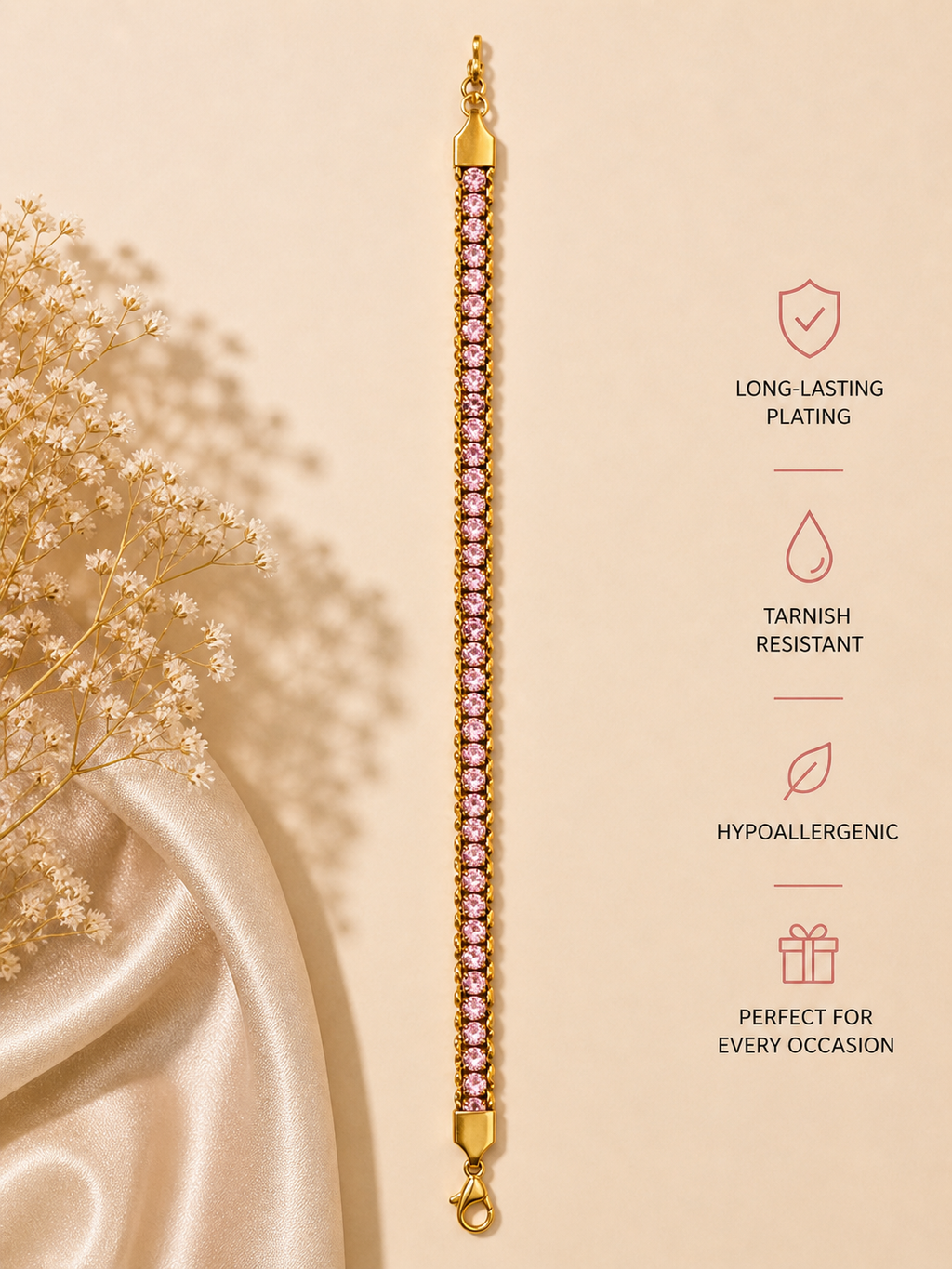 Roselle Pink Tennis Bracelet