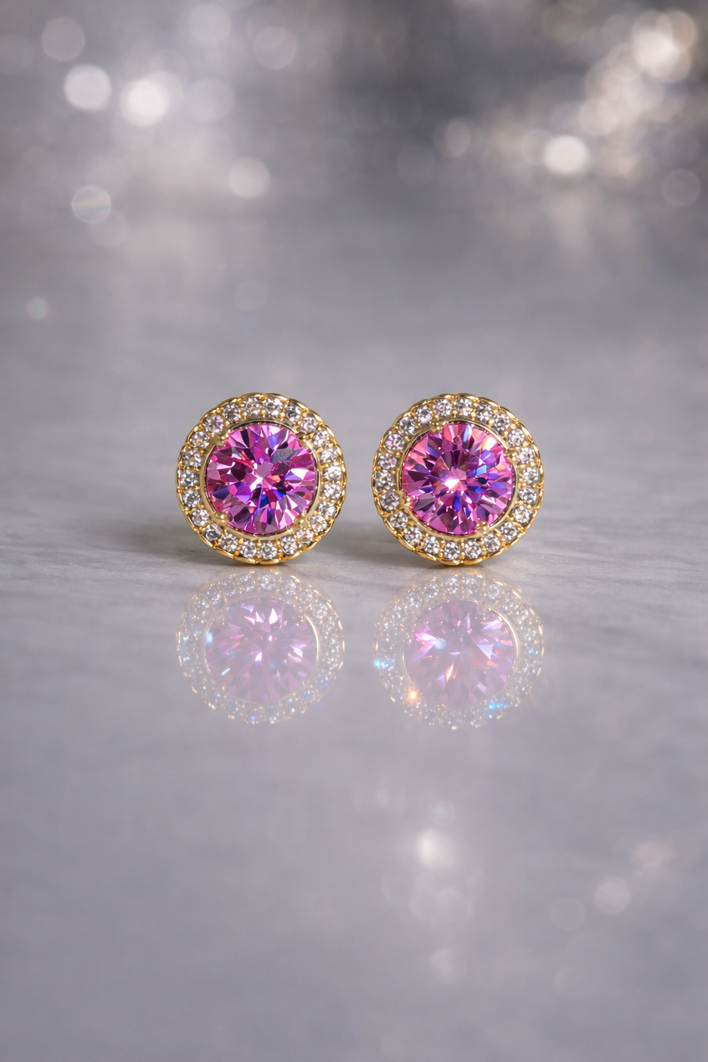 Blush Halo Studs