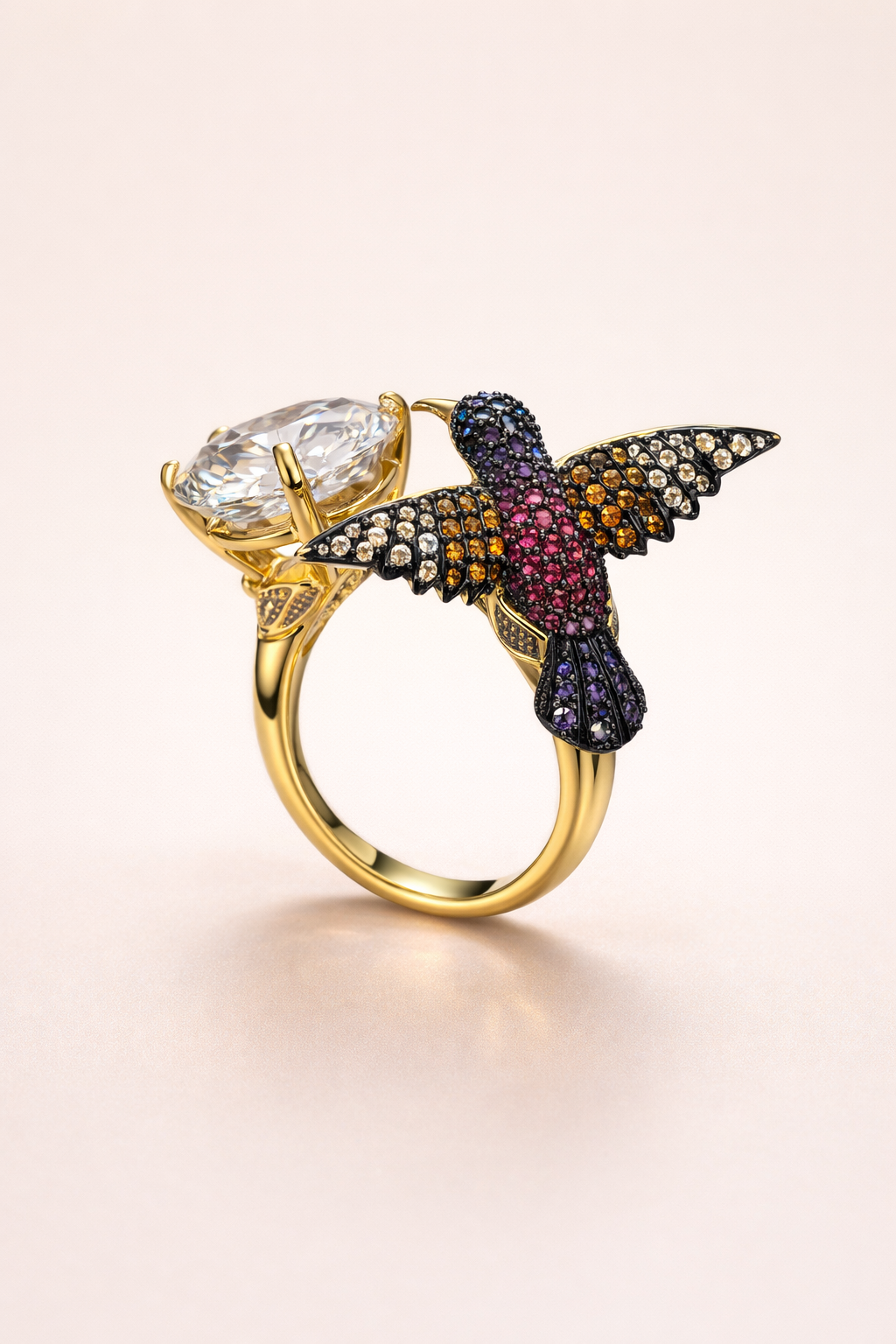 Noir Hummingbird Ring