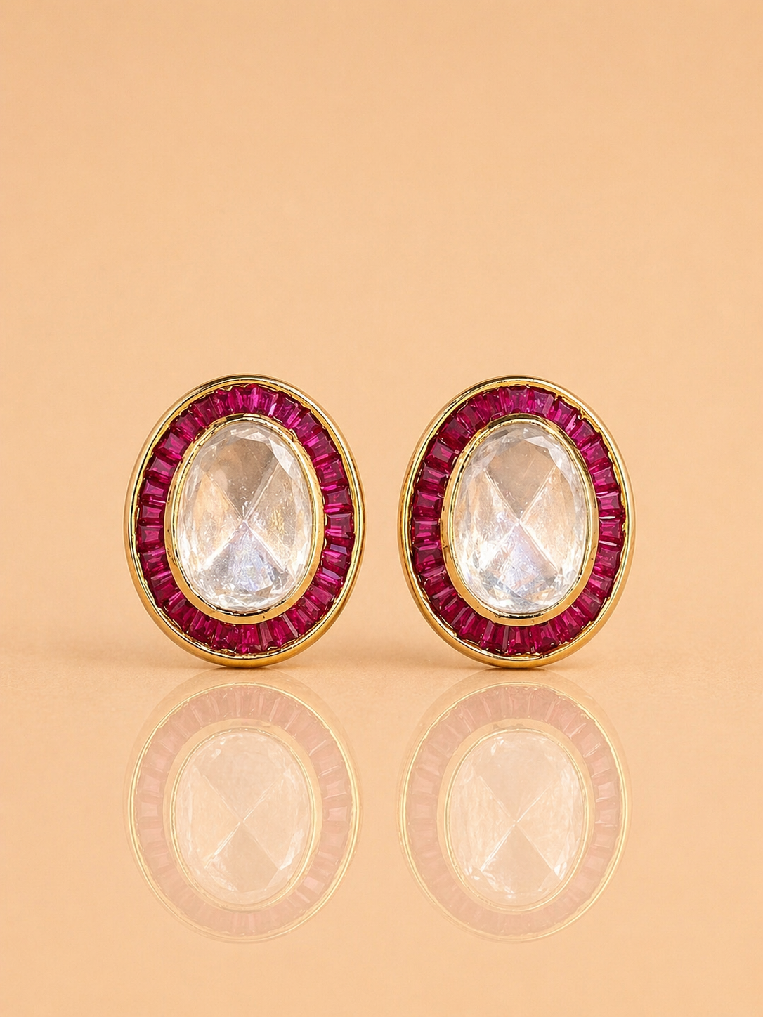 Rosé Halo Oval Studs