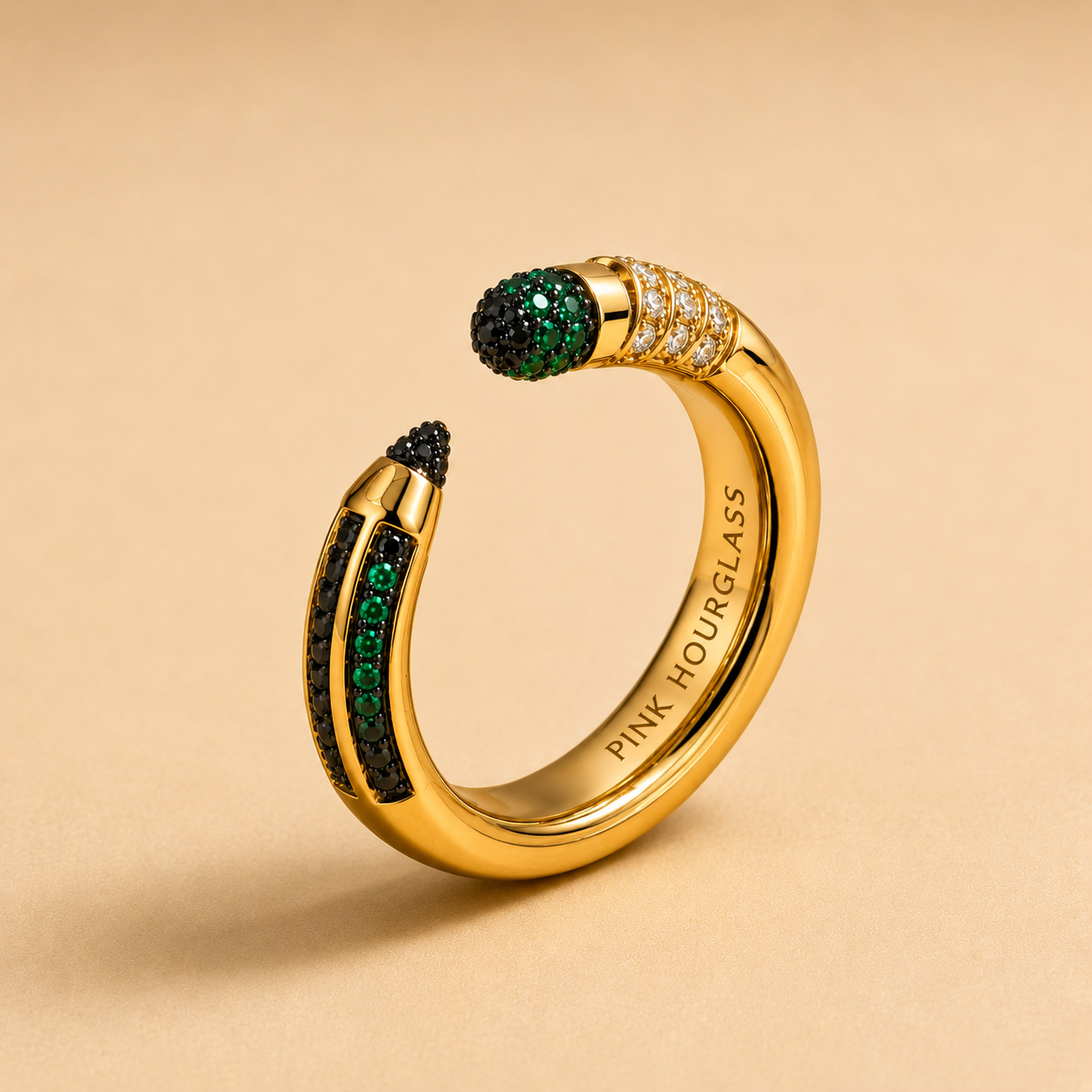 Emerald Scribble Ring