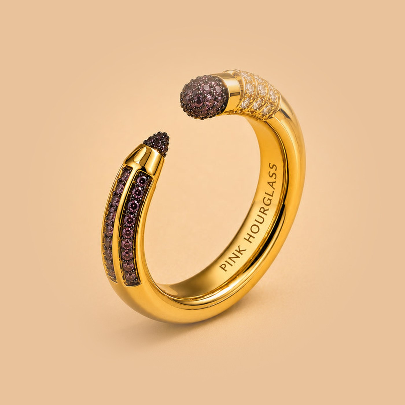 Plum Scribble Ring on the Pink Hourglass apricot studio ground